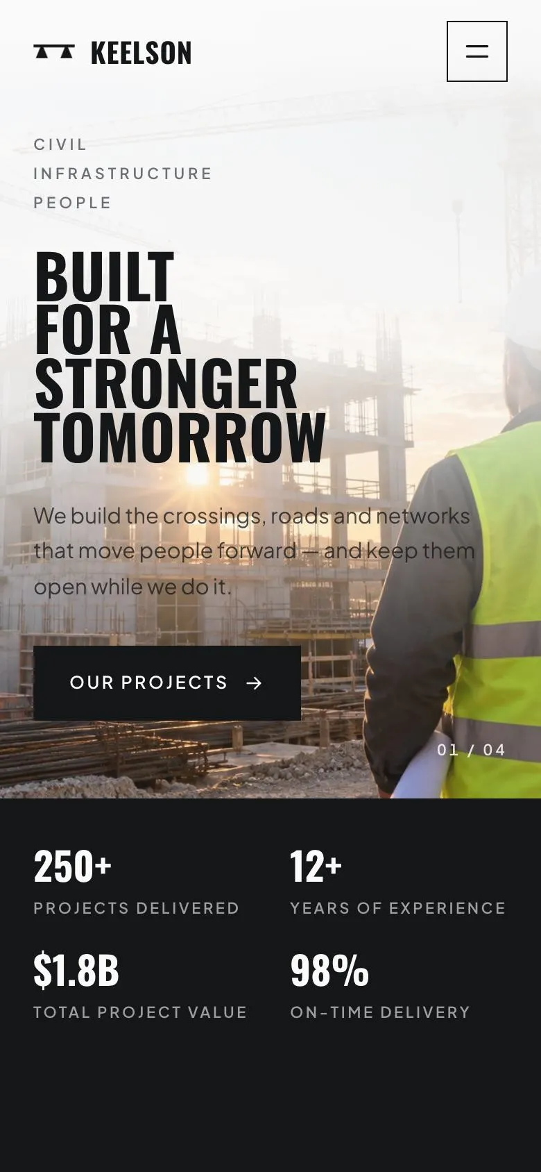 Solar landing page template on a phone