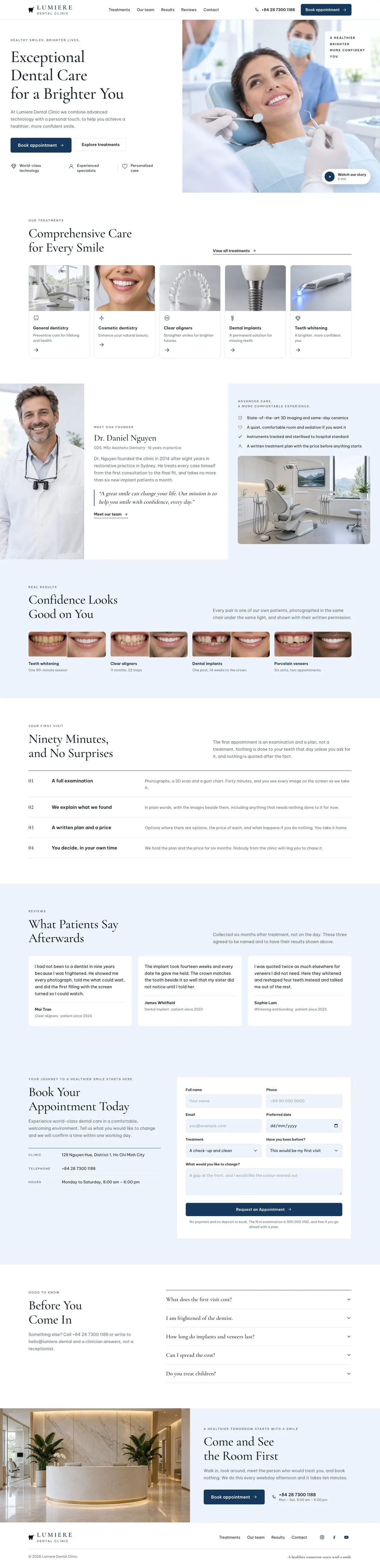 Aesthetic Clinic template, the whole page on desktop