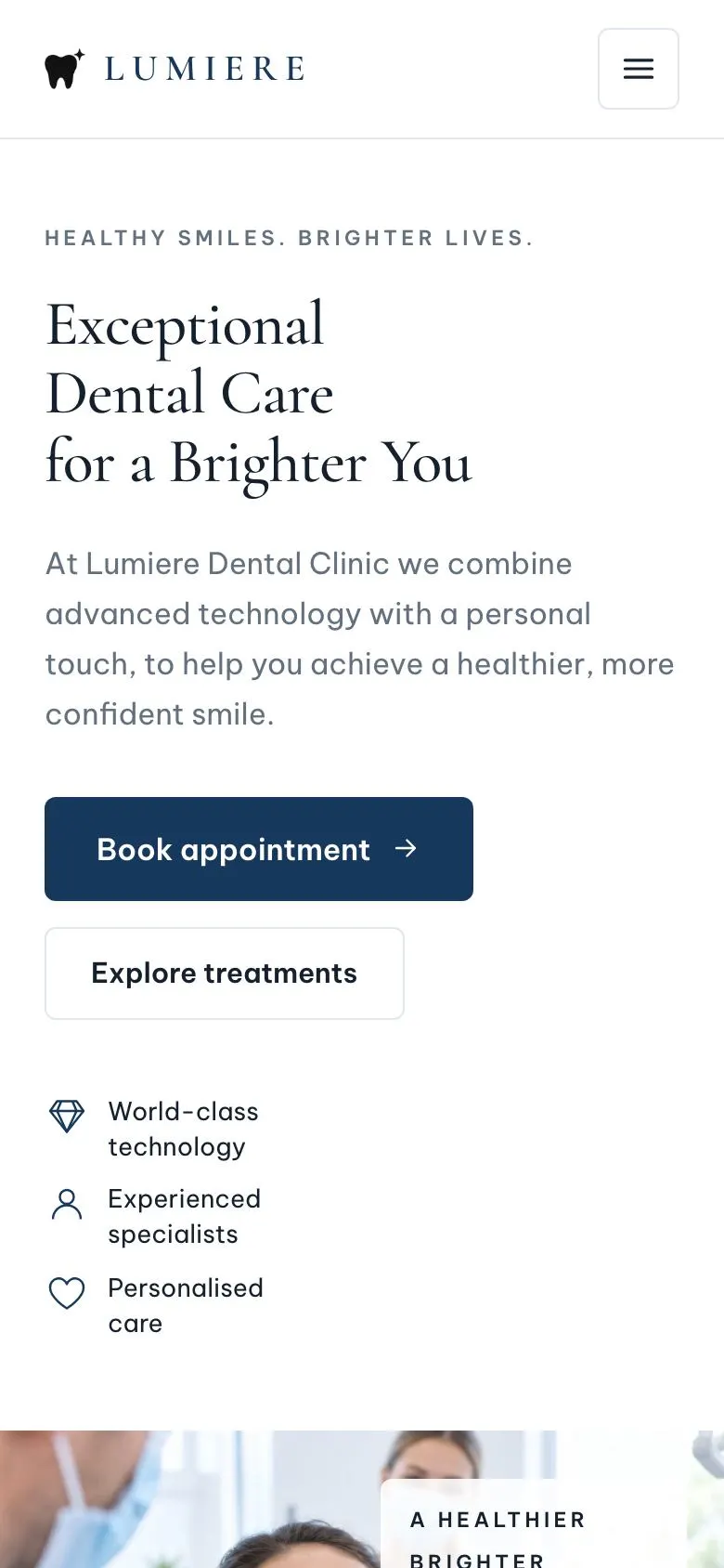 Aesthetic Clinic landing page template on a phone