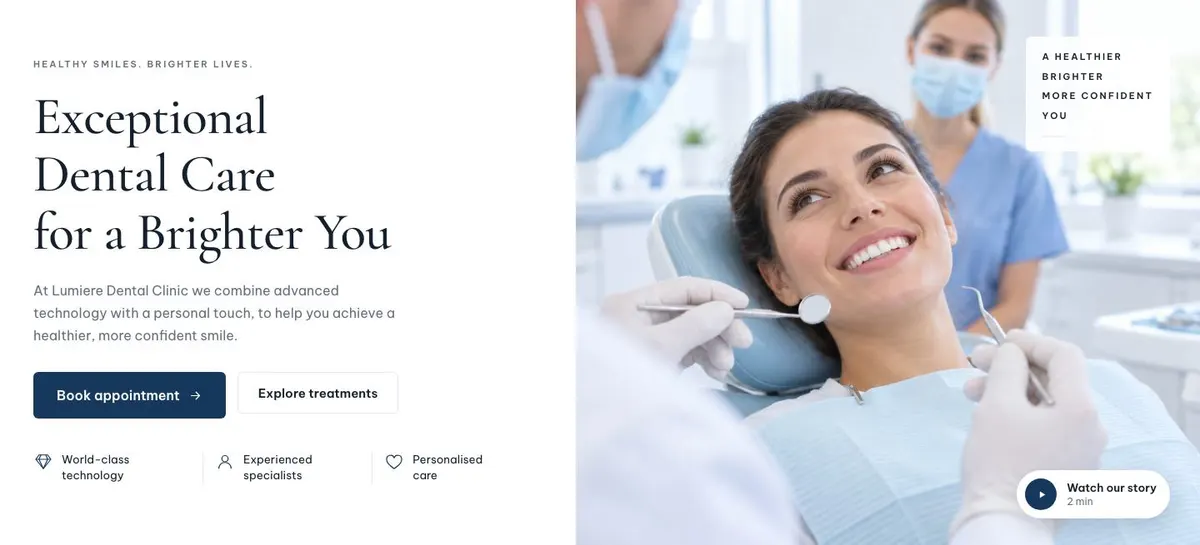 Aesthetic Clinic template — Hero section
