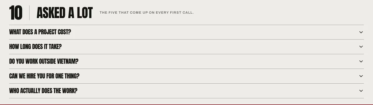 Bold Agency template — Questions section