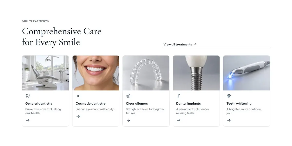 Aesthetic Clinic template — Treatments section