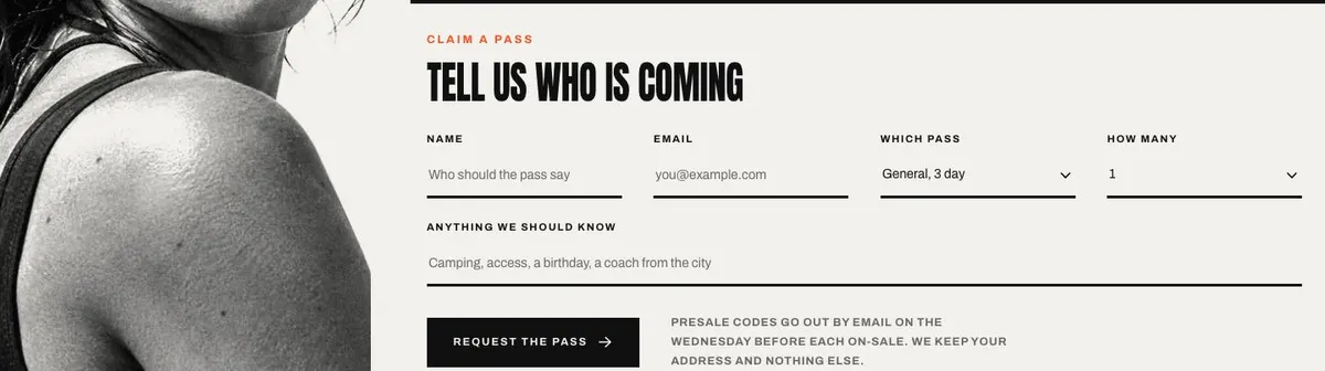 Event template — Signup section