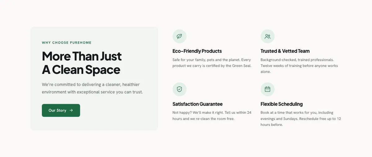 Cleaning Services template — About section