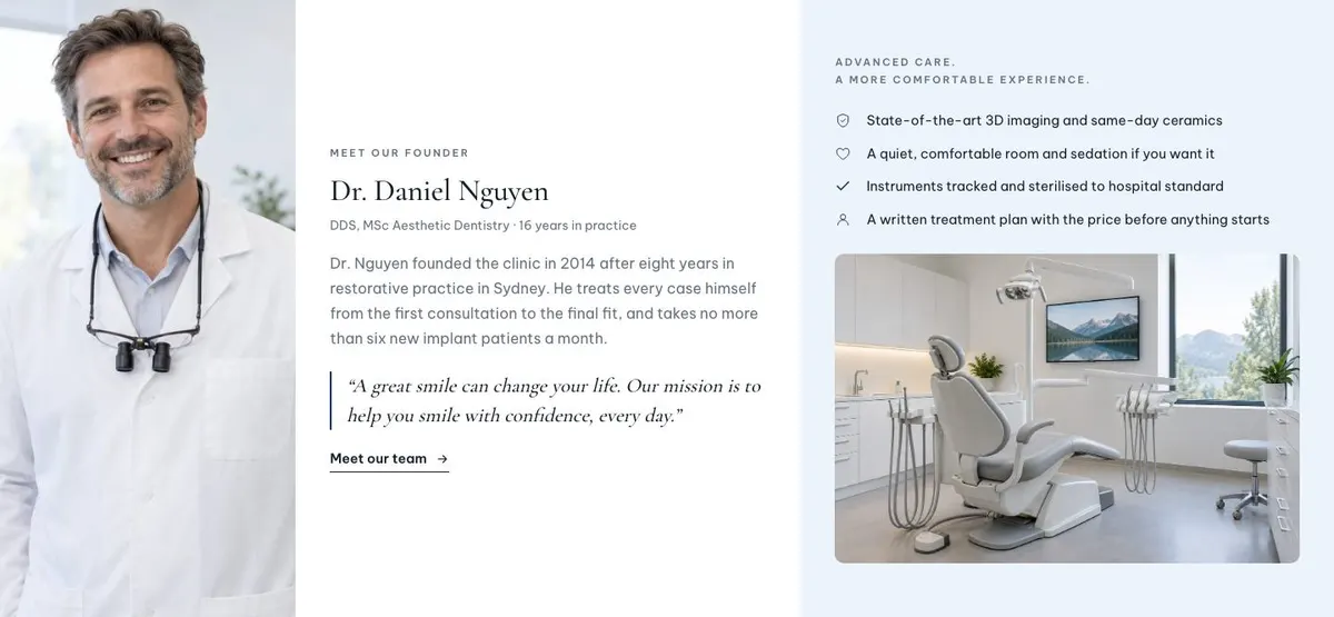 Aesthetic Clinic template — Team section
