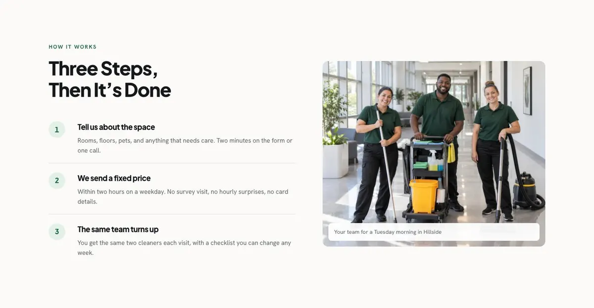 Cleaning Services template — How section