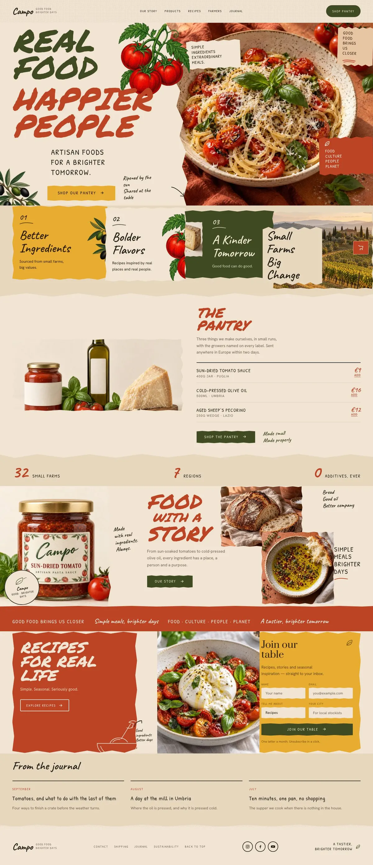 Seasonal Kitchen template, the whole page on desktop