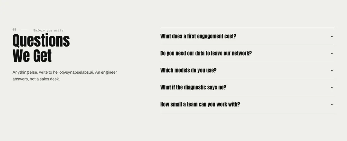IT Solutions template — Questions section