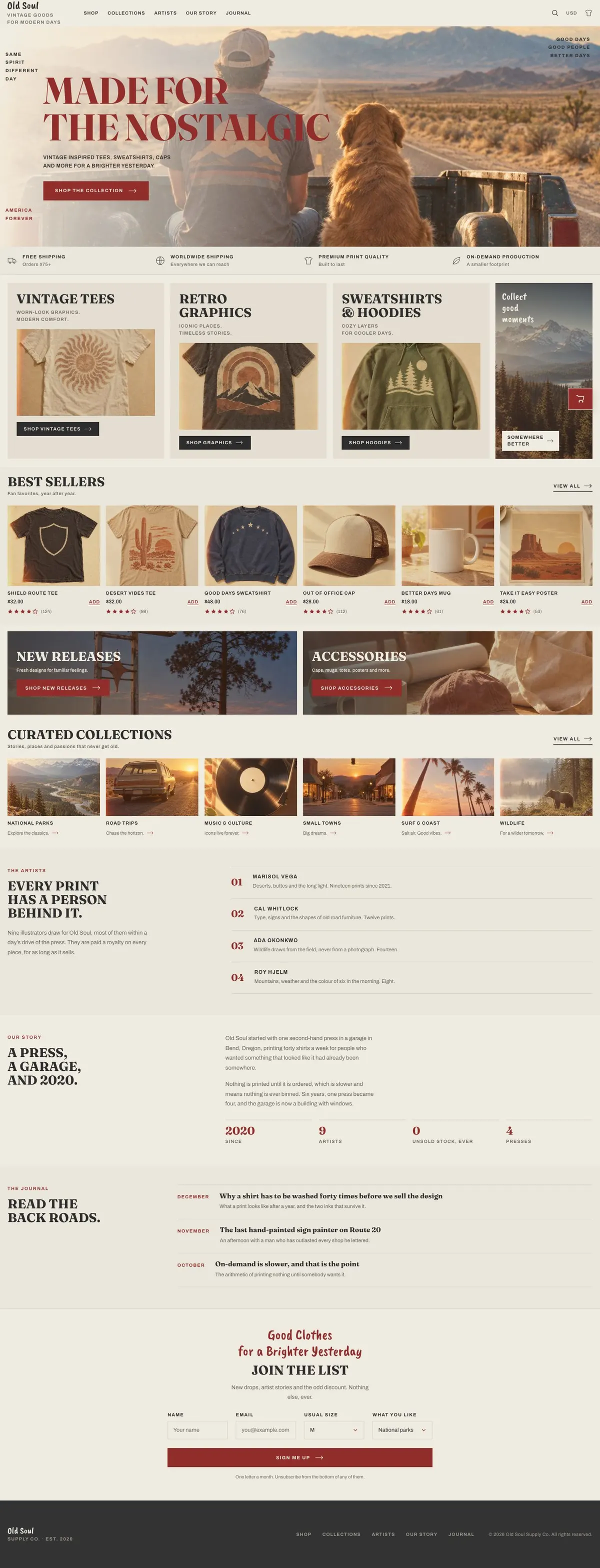 Coffee Roastery template, the whole page on desktop