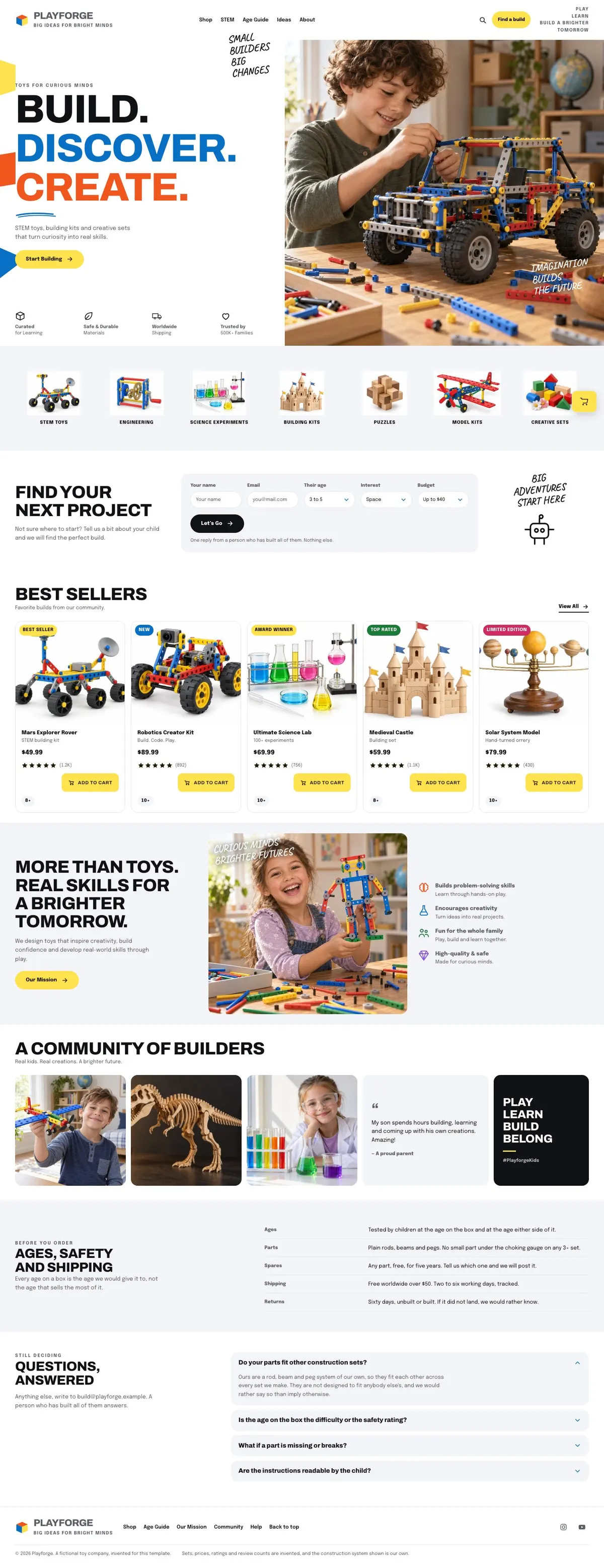 Preschool template, the whole page on desktop