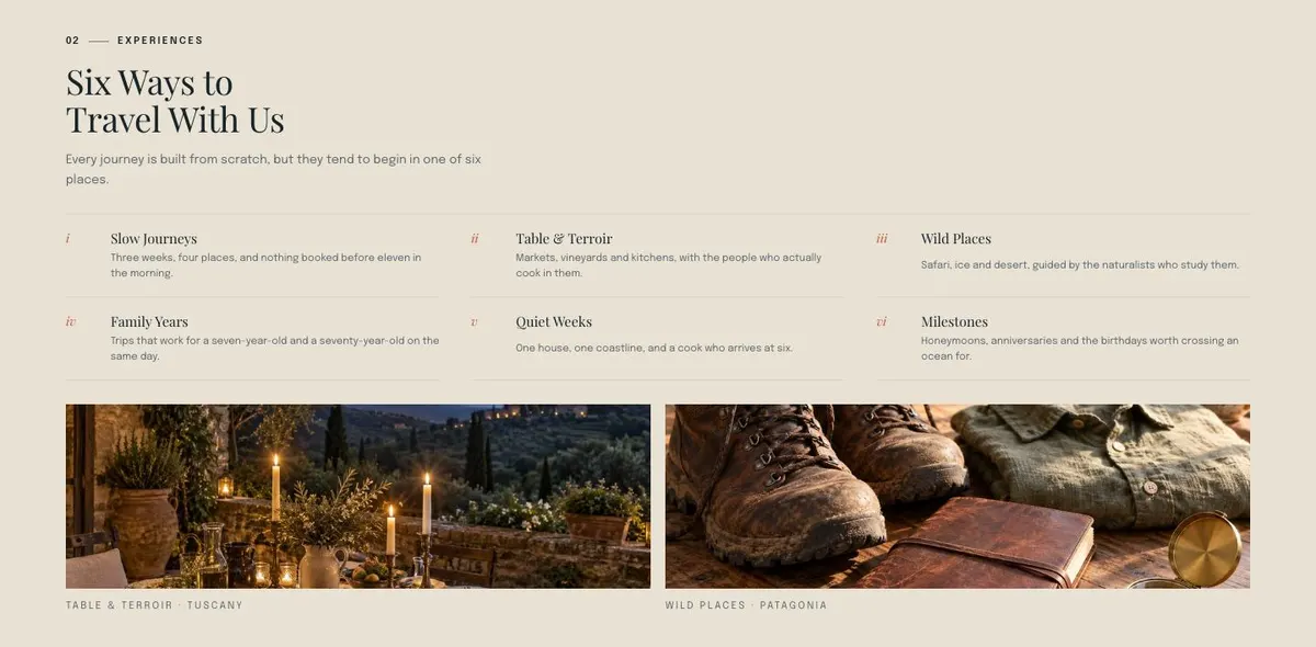 Tailor-made Travel template — Experiences section