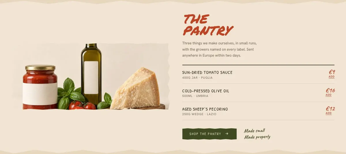 Seasonal Kitchen template — Pantry section