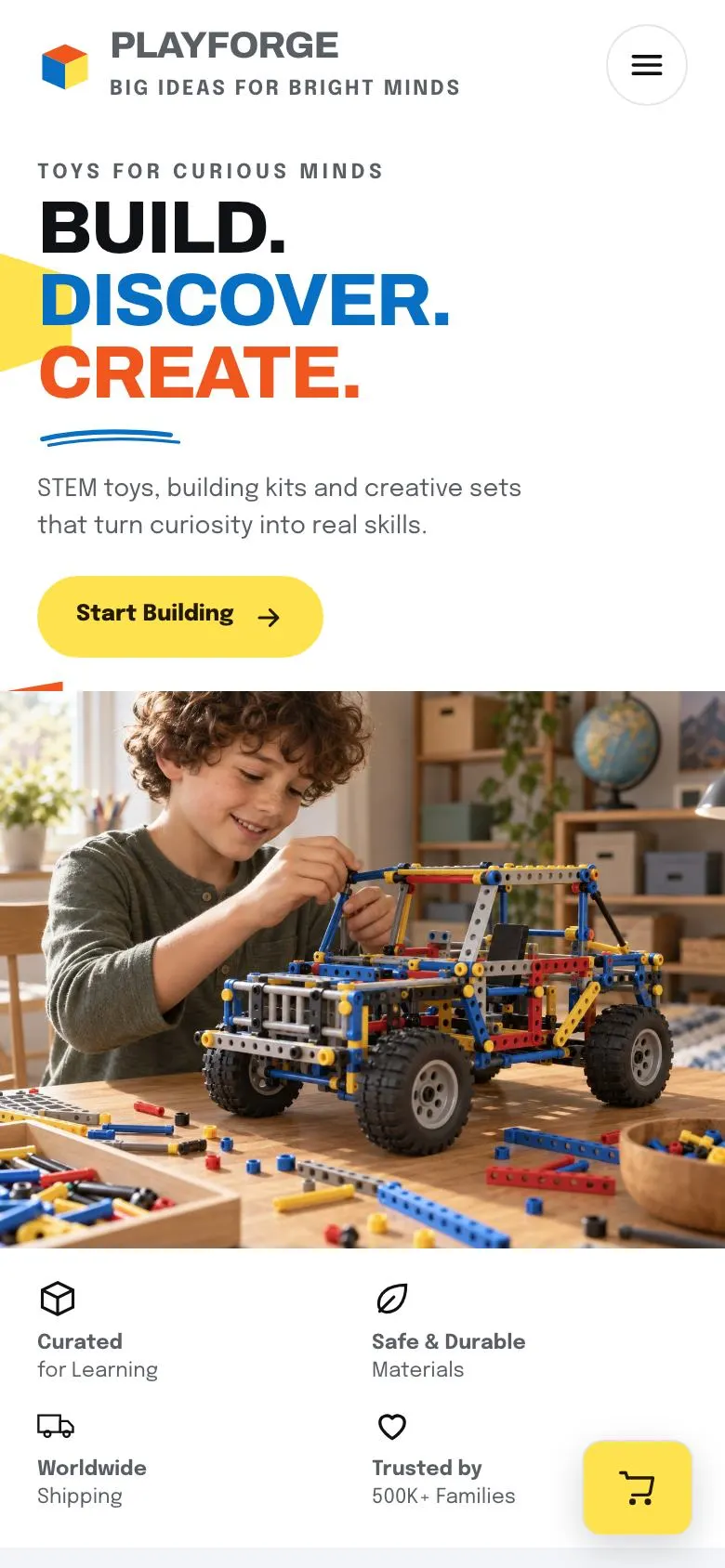 Preschool landing page template on a phone