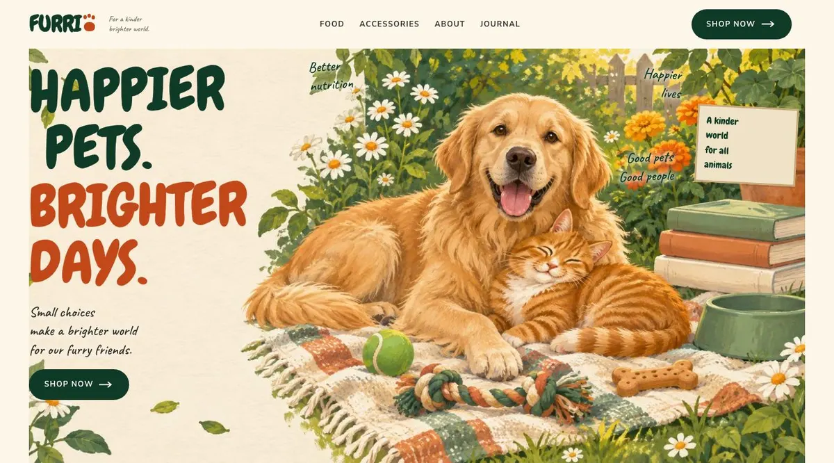 Pet Care template — Hero section