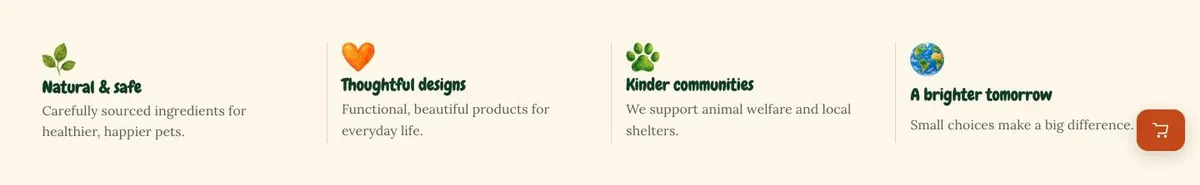Pet Care template — Promise section