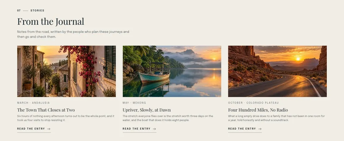 Tailor-made Travel template — Stories section