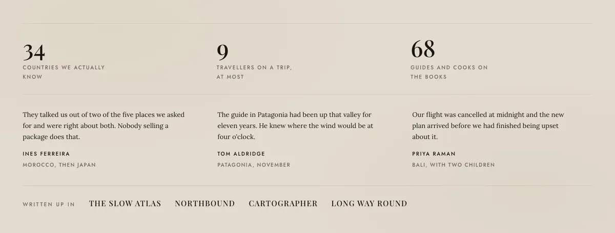 Tour Departures template — Reviews section