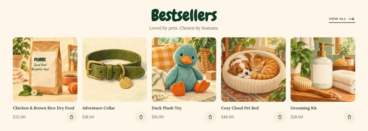 Pet Care template — Best section
