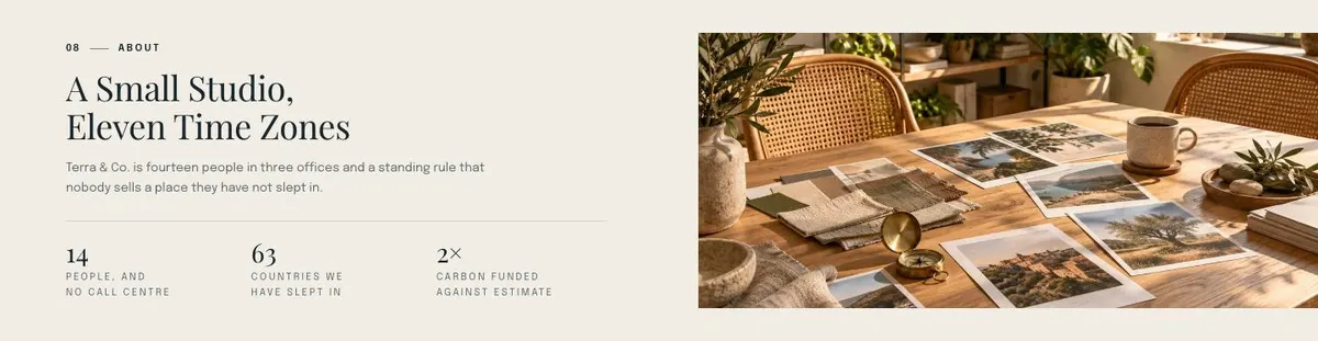 Tailor-made Travel template — About section