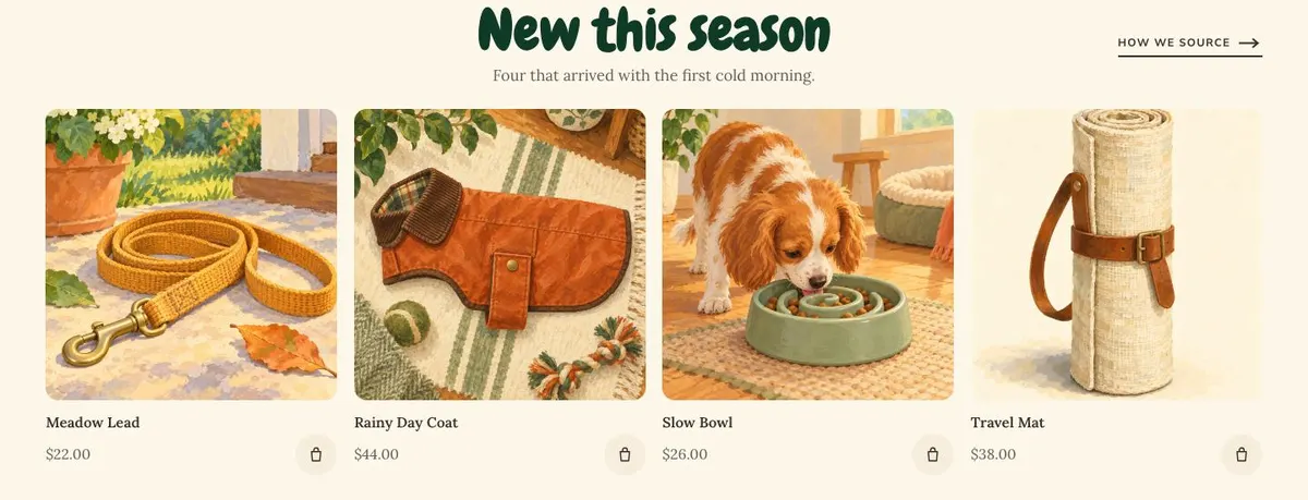 Pet Care template — New section
