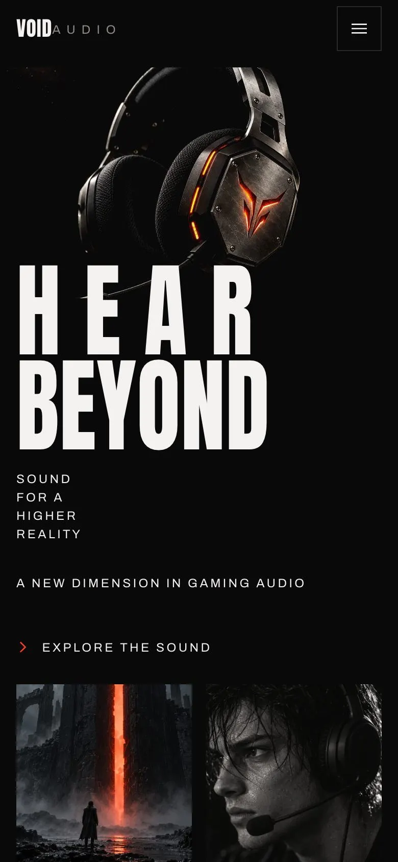 Gaming landing page template on a phone