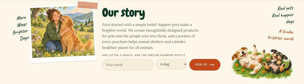 Pet Care template — Story section