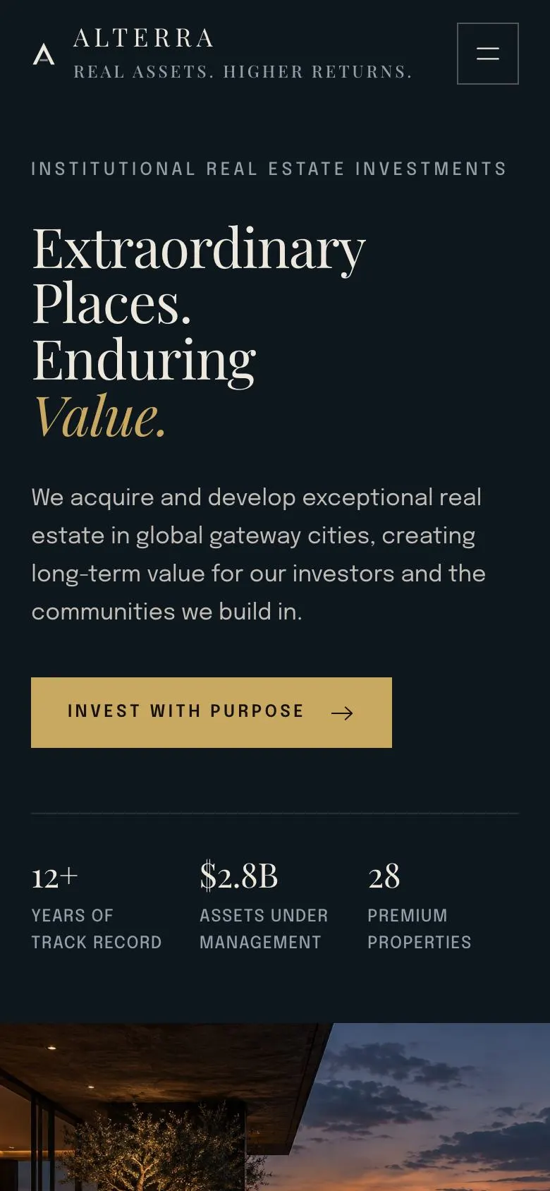 Estate Agency landing page template on a phone