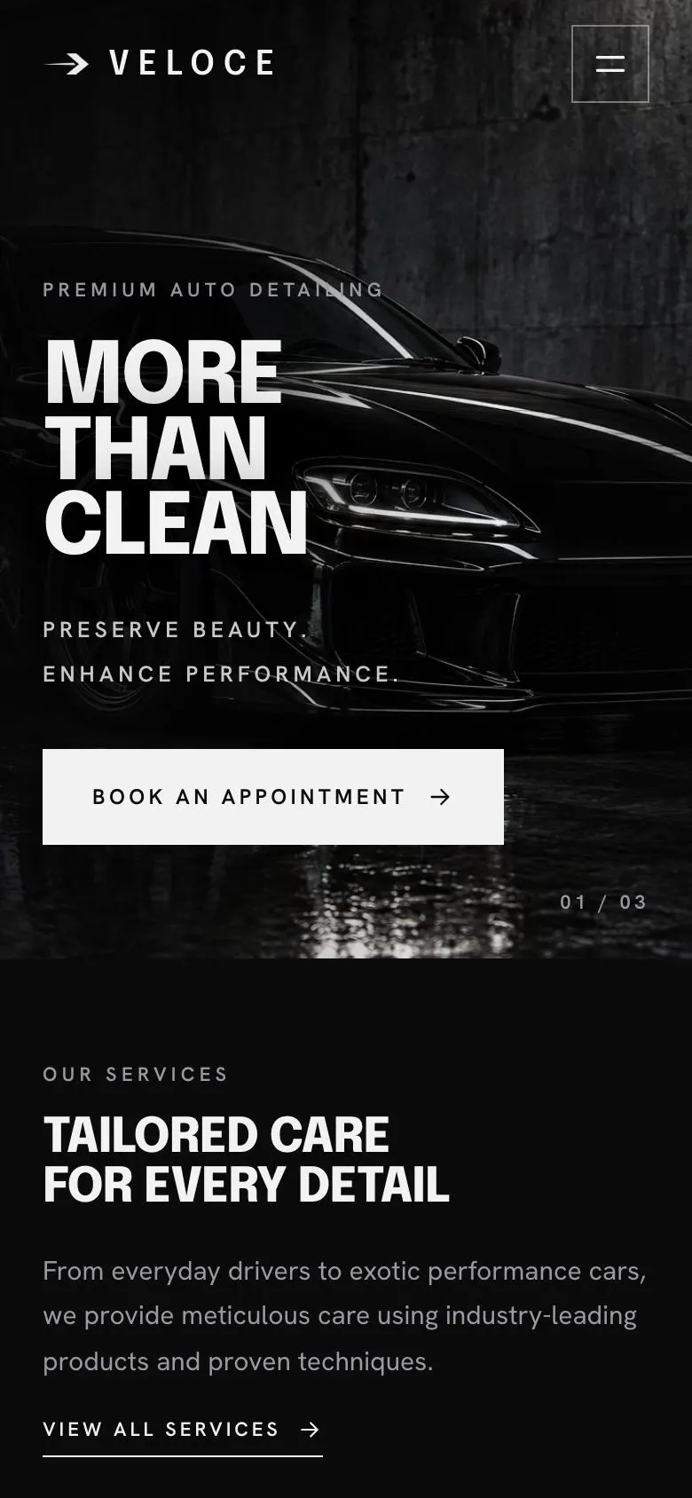 Logistics landing page template on a phone