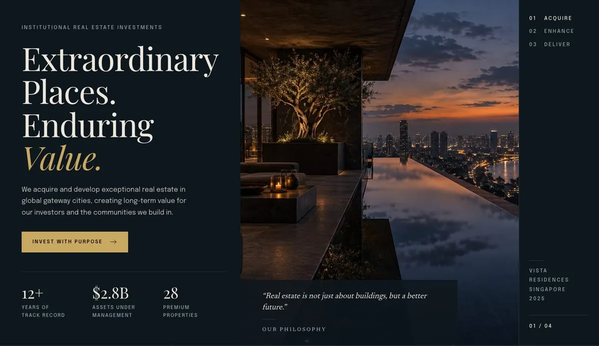 Estate Agency template — Hero section