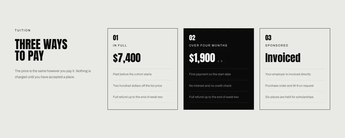 Learning Platform template — Tuition section