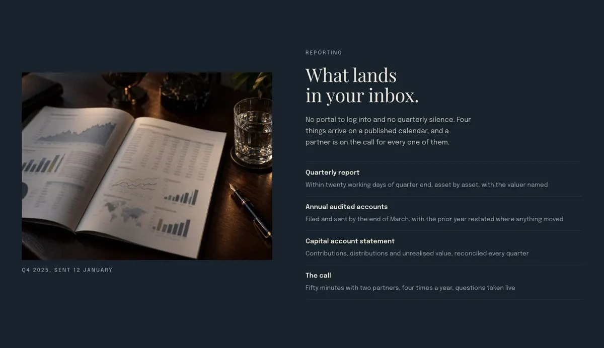 Estate Agency template — Reporting section