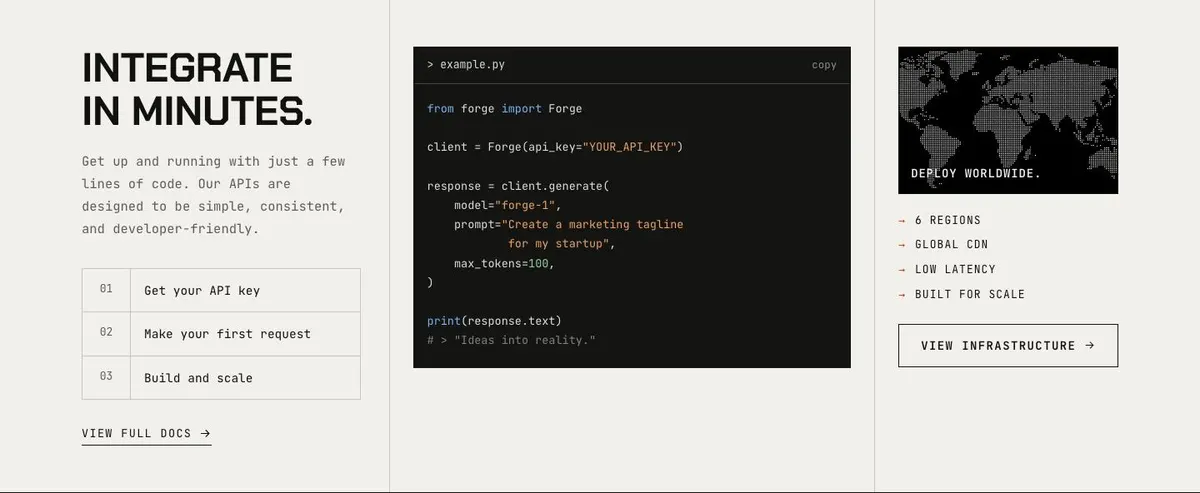 Developer Tool template — Docs section
