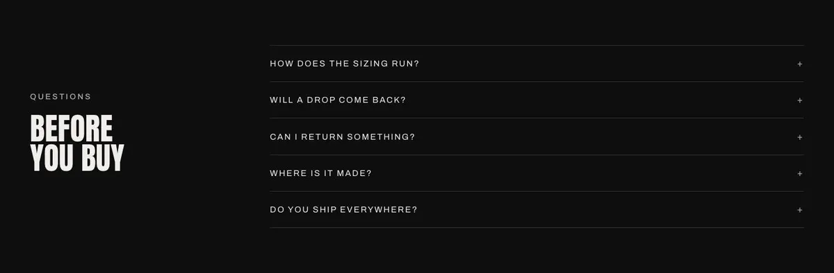 Drop Launch template — Questions section
