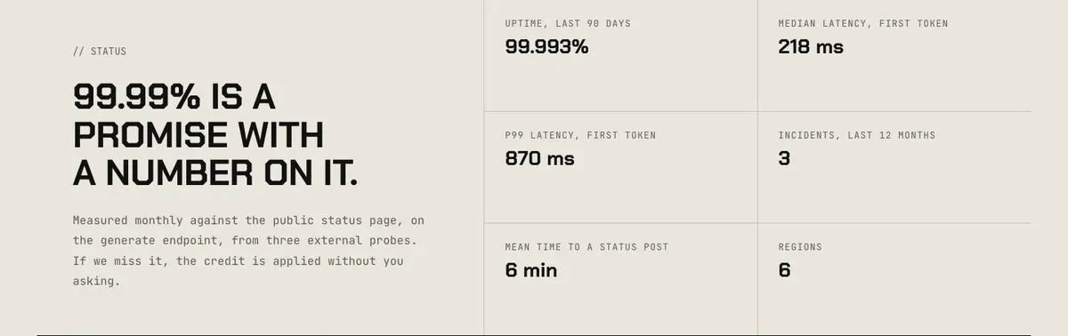 Developer Tool template — Status section