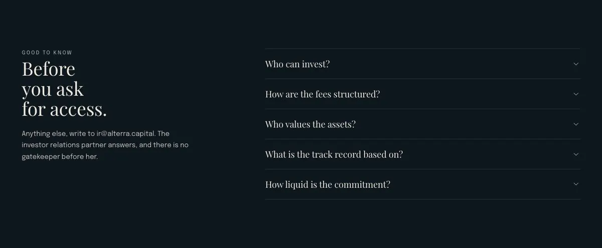 Estate Agency template — Questions section