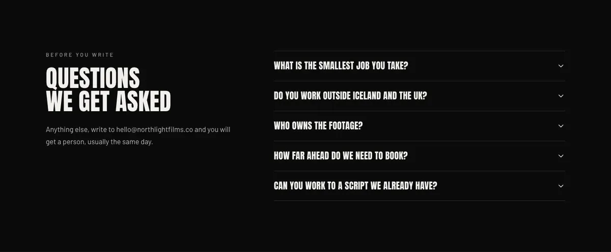 Digital Studio template — Questions section