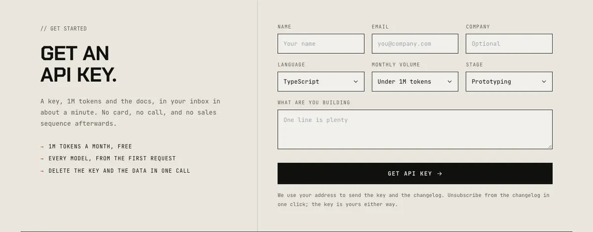 Developer Tool template — Get started section