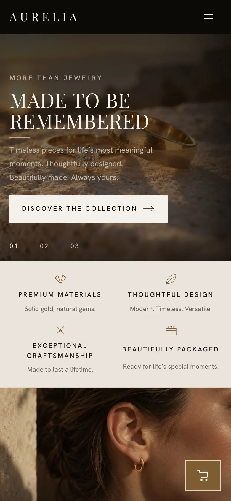 Small-Batch Craft landing page template on a phone