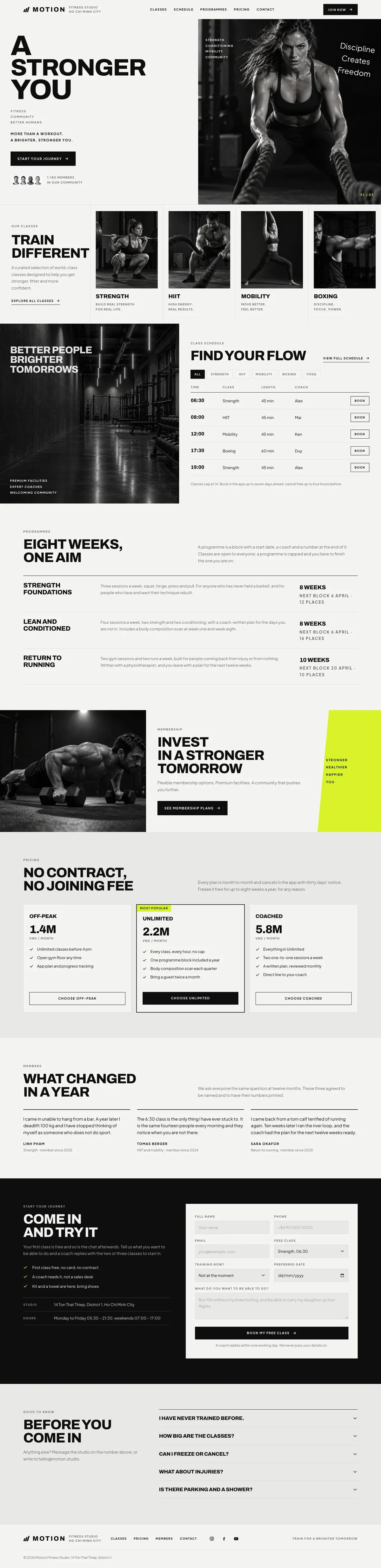 Boutique Studio template, the whole page on desktop