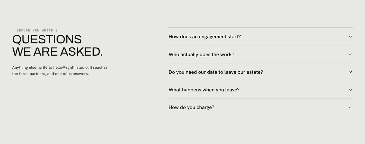 Swiss Grid template — Questions section