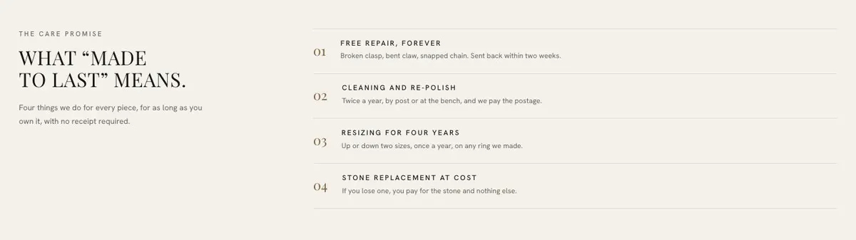 Small-Batch Craft template — Care section