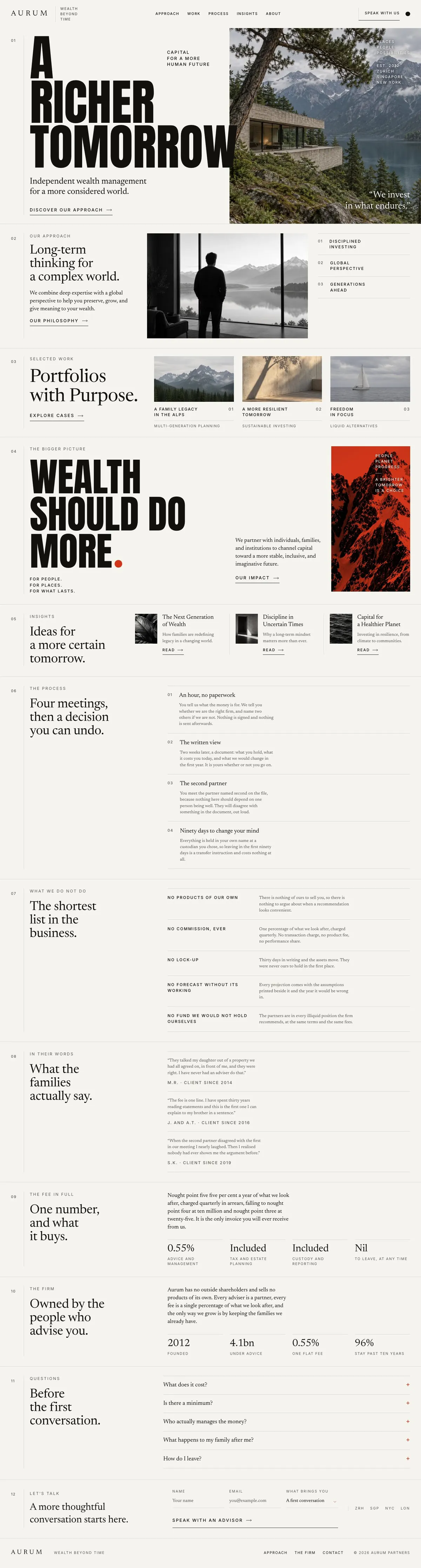 Quiet Ledger template, the whole page on desktop