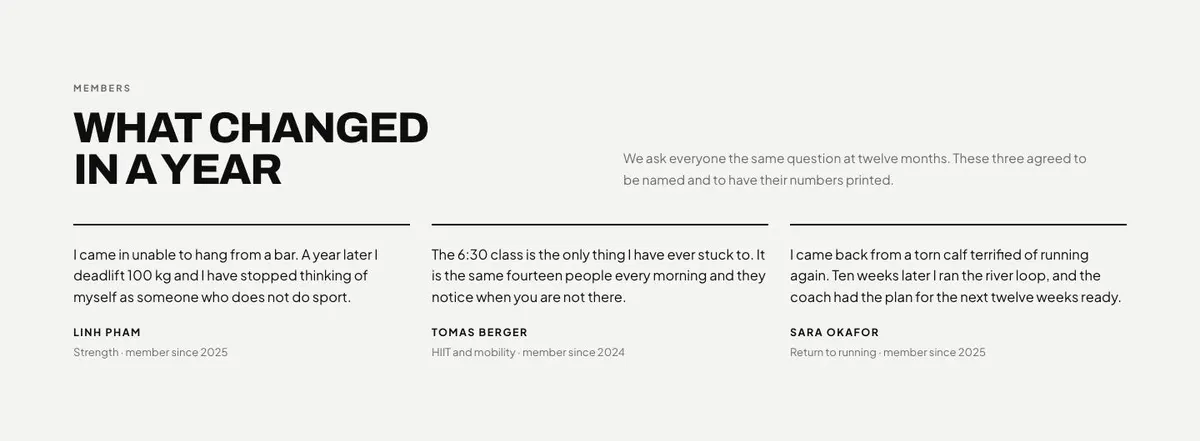Boutique Studio template — Members section