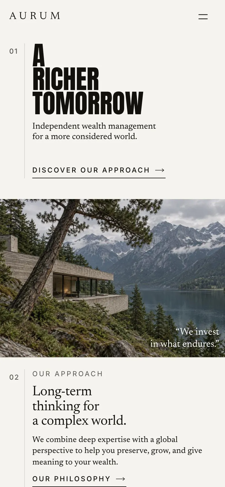Quiet Ledger landing page template on a phone
