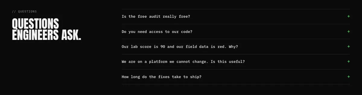 Raw Monospace template — Questions section