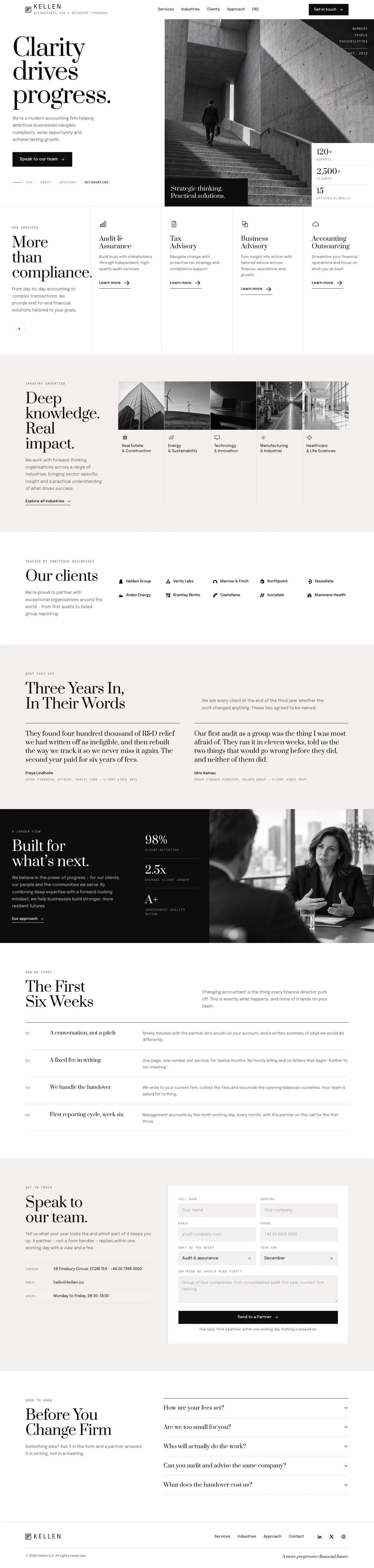 Counsel Practice template, the whole page on desktop