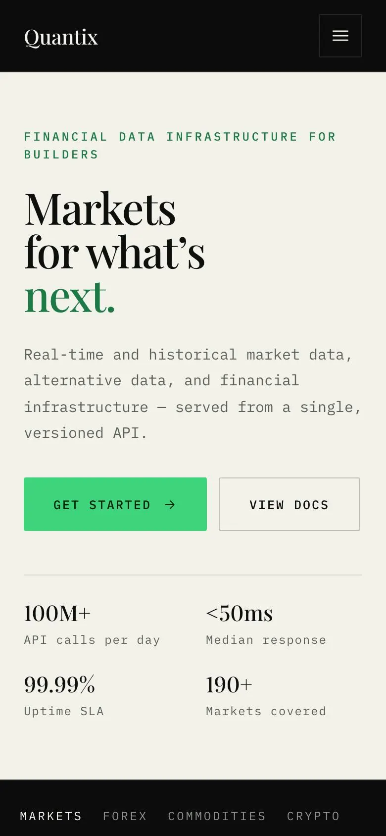 Data Panel landing page template on a phone