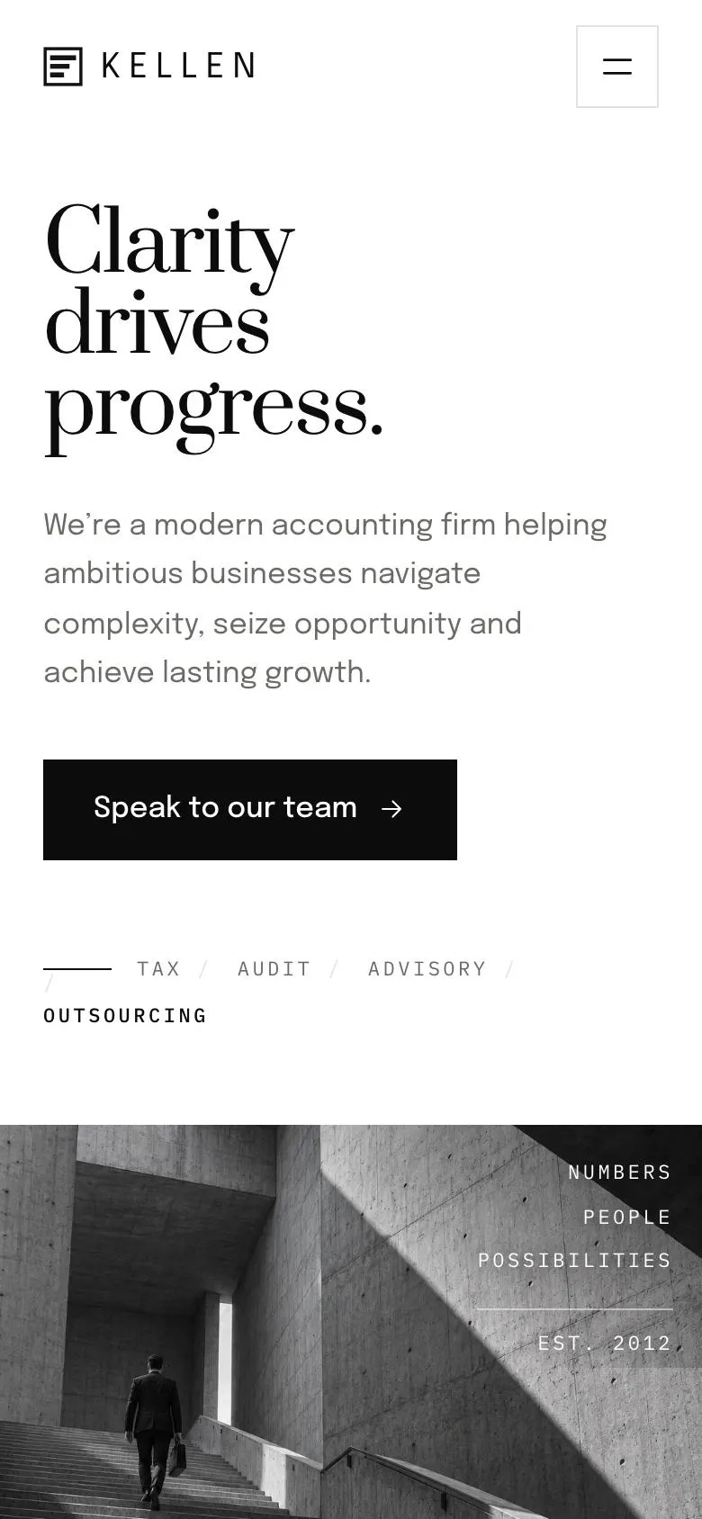 Counsel Practice landing page template on a phone