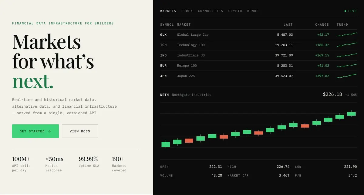 Data Panel template — Hero section