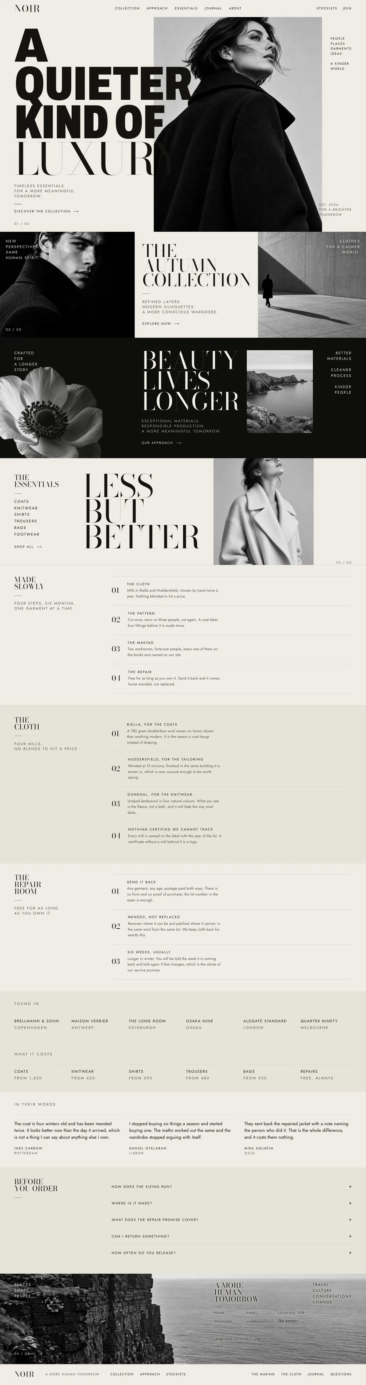 Maison Monochrome template, the whole page on desktop